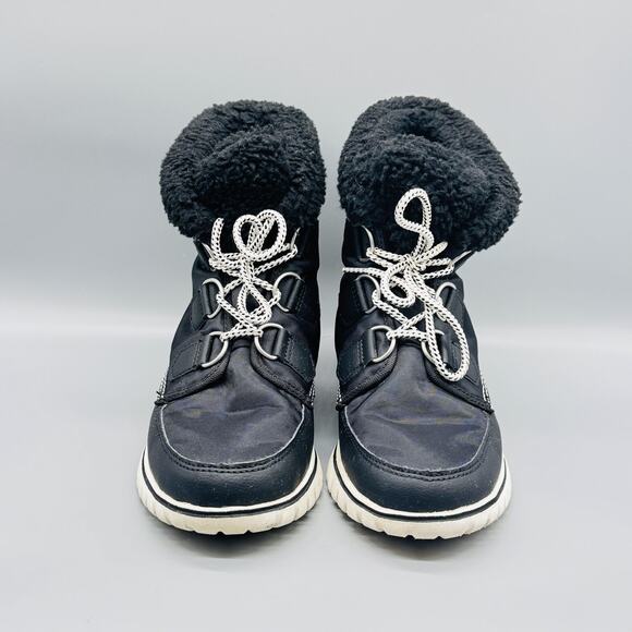Sorel Boots Womens 8.5 Black Waterproof Faux Fur Lace Up Carnival Winter Snow - Picture 3 of 13